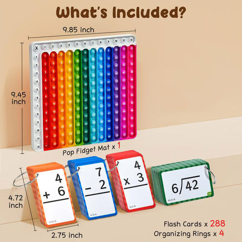 Math Flash Cards Pop Fidget Learning Set