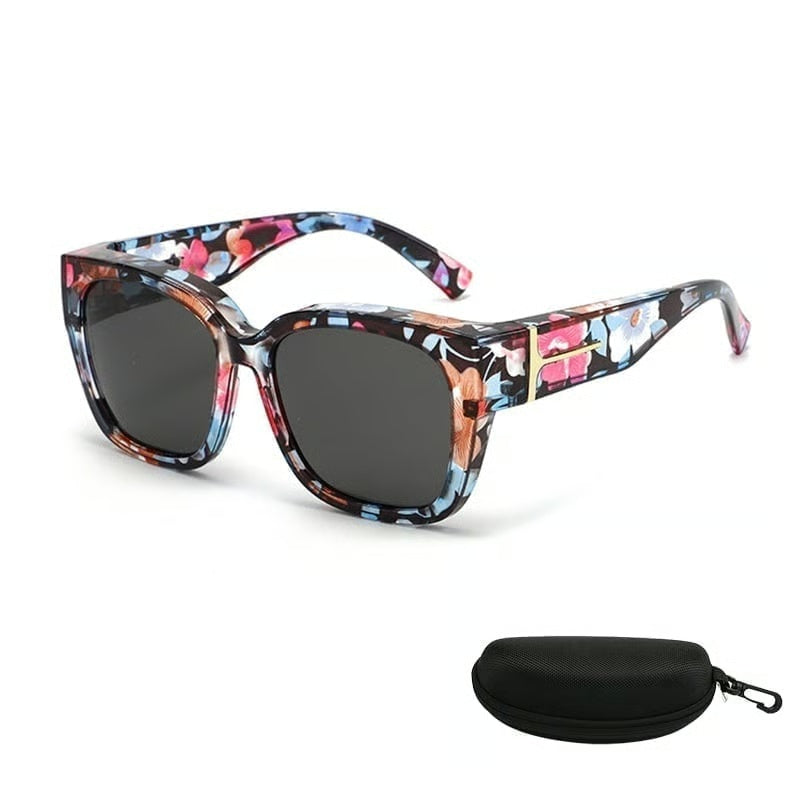 Polarized Square Sunglasses with Wrap-Around Design