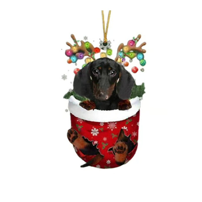 RED Goldendoodle In Snow Pocket Ornament